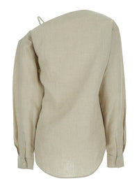 Coperni Women 'Heart' Beige Shirt With Asymmetrical Buttoning And Chest Pocket In Cotton Woman