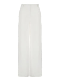 Leplain Women White Wide Leg Pants In Tech Fabric For Women