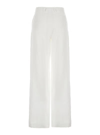 Leplain Women White Wide Leg Pants In Tech Fabric For Women