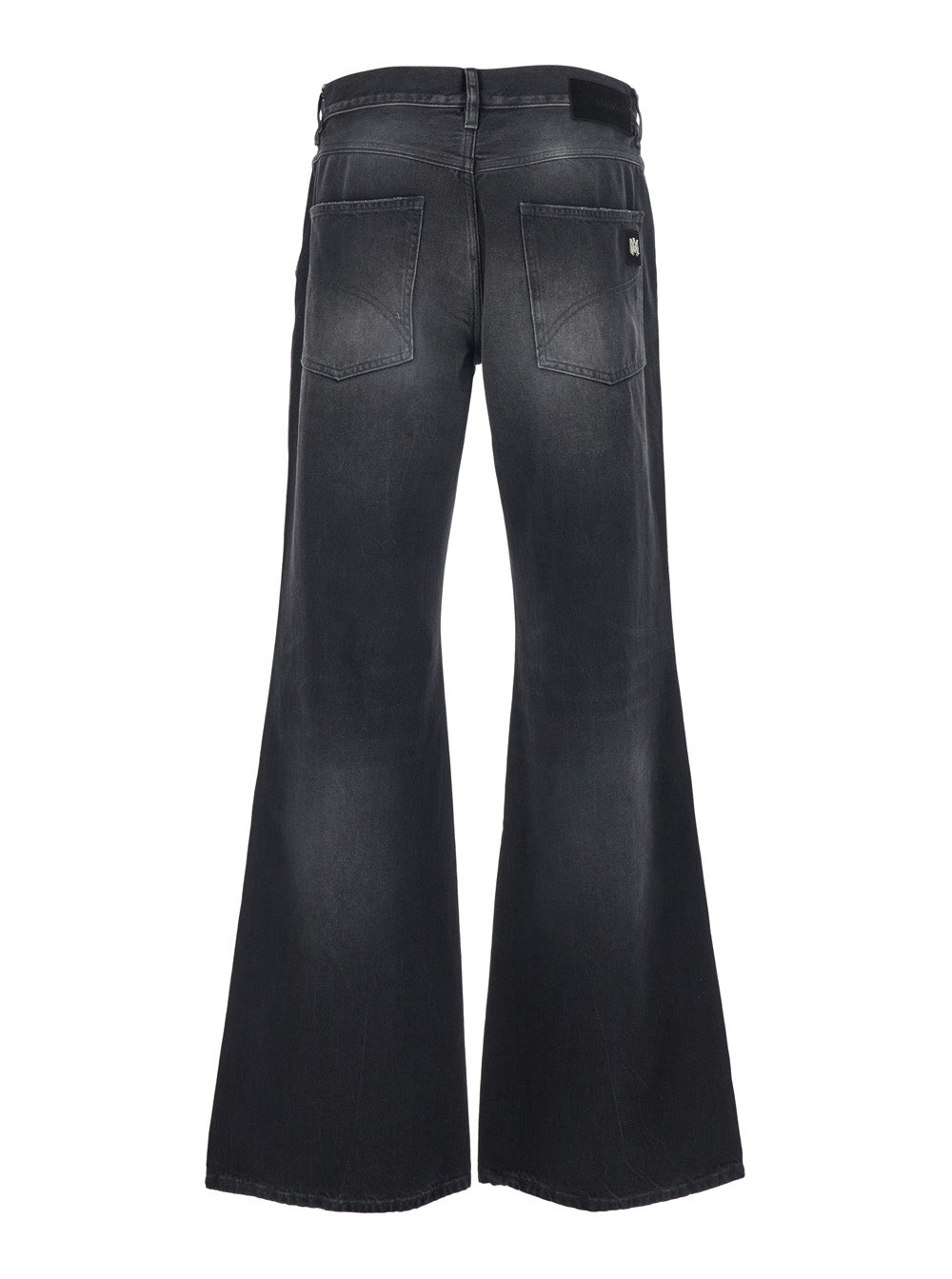 Amiri Men Black Jeans With Wide Leg And Logo Patch On The Back In Denim For Men
