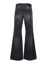 Amiri Men Black Jeans With Wide Leg And Logo Patch On The Back In Denim For Men
