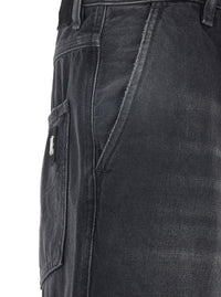 Amiri Men Black Jeans With Wide Leg And Logo Patch On The Back In Denim For Men