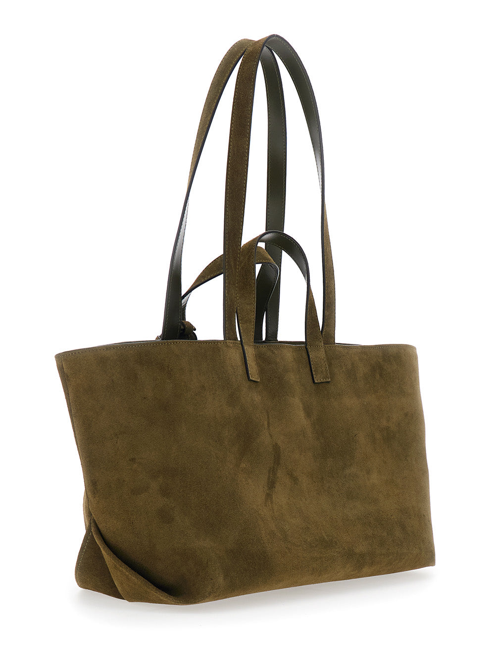 A.P.C. A.P.C. Women “Le Drummer” Green Shopper With Four Handles And Logo Lettering On The Front In Suede Woman
