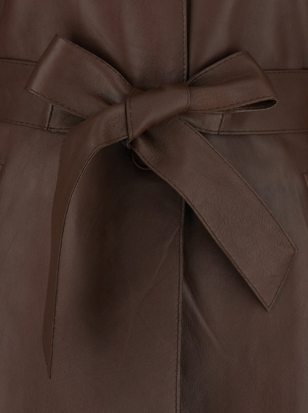 P.A.R.O.S.H. Women Brown Leather Jacket With Wide Collar And Front Belt For Women