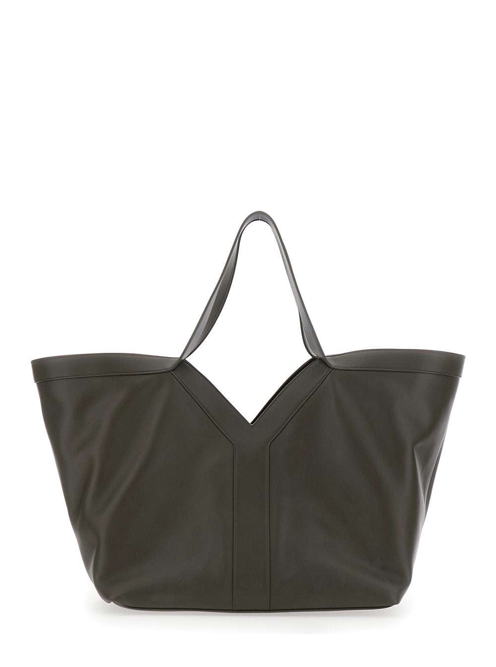 Saint Laurent Women Green Leather Shoulder Bag With Hook Closure And Two Top Handles For Women