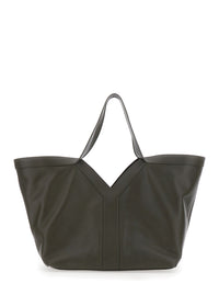 Saint Laurent Women Green Leather Shoulder Bag With Hook Closure And Two Top Handles For Women
