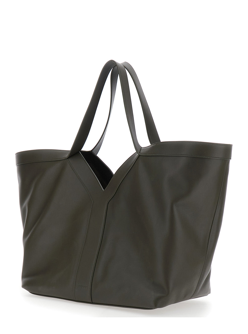 Saint Laurent Women Green Leather Shoulder Bag With Hook Closure And Two Top Handles For Women