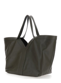 Saint Laurent Women Green Leather Shoulder Bag With Hook Closure And Two Top Handles For Women