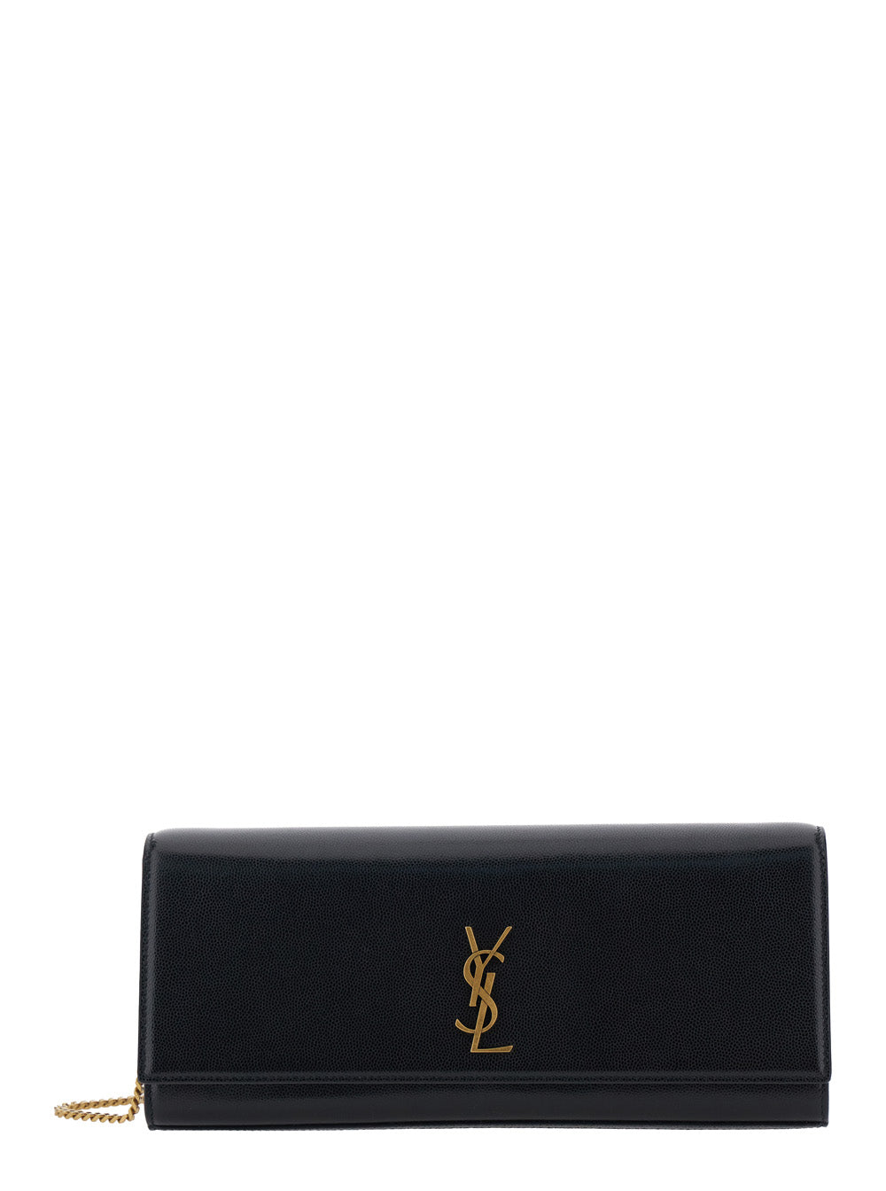 SAINT LAURENT Saint Laurent Women Kate Shoulder Bag With Chain Strap And Cassandre Plate On Front In Black Pebbled Leather For Women