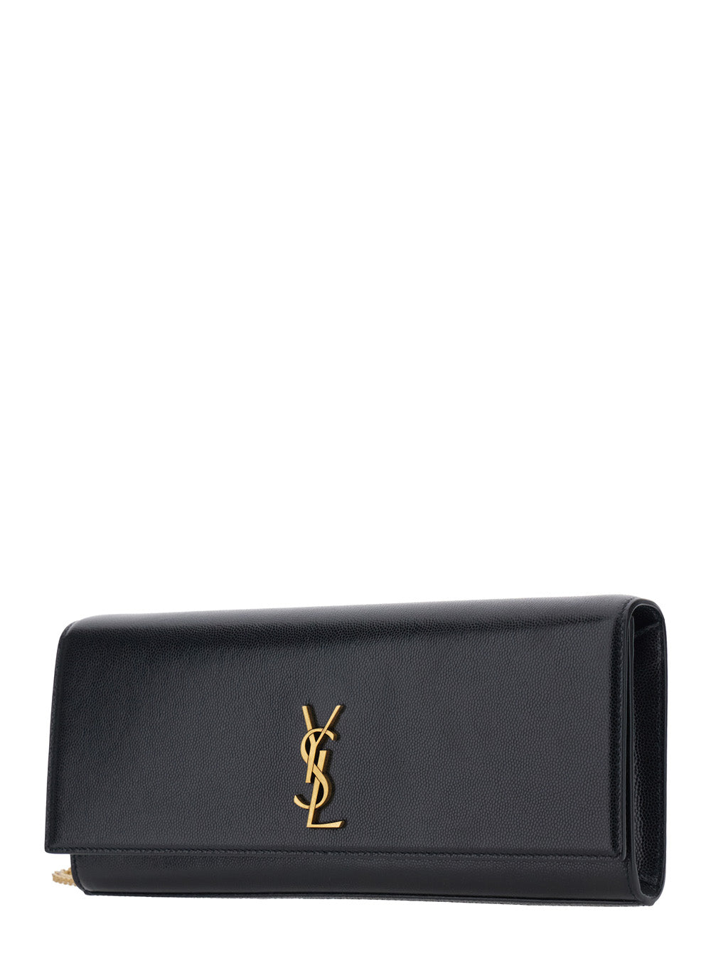 SAINT LAURENT Saint Laurent Women Kate Shoulder Bag With Chain Strap And Cassandre Plate On Front In Black Pebbled Leather For Women