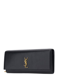 SAINT LAURENT Saint Laurent Women Kate Shoulder Bag With Chain Strap And Cassandre Plate On Front In Black Pebbled Leather For Women