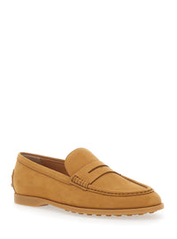 Tod's Women Loafers "Tod's" With Half Horsebit Detail On The Back And Rubber Sole In Beige Suede For Women