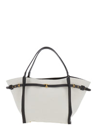 Tod's Women White Cotton Blend Tote Bag With Leather Strap For Women