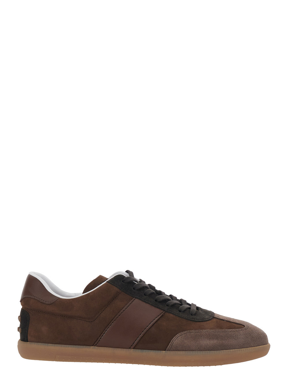 TOD'S Tod's Men Brown Low Top Sneaker With Logo On Tongue And Inserts Design In Suede Man