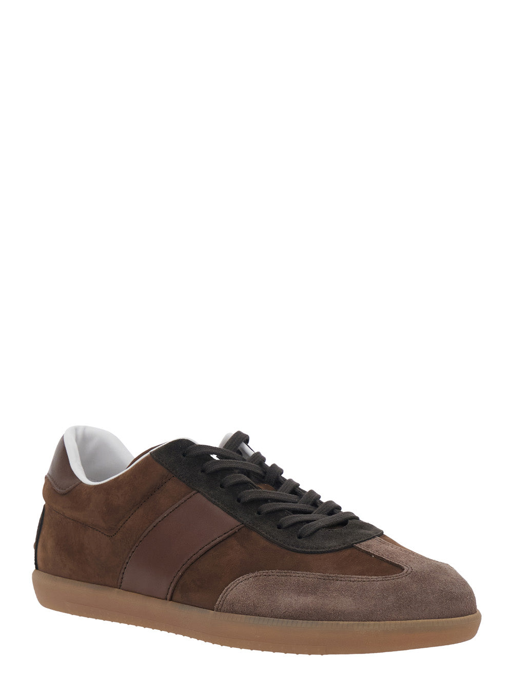 TOD'S Tod's Men Brown Low Top Sneaker With Logo On Tongue And Inserts Design In Suede Man