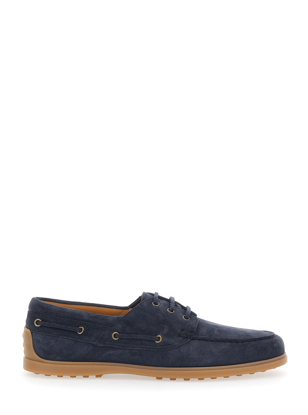 TOD'S Tod's Men Blue Boat Loafers With Logo Lettering On Back In Suede Man