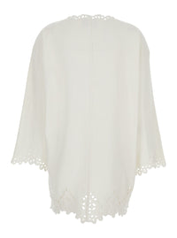 Isabel Marant Etoile Women Dress 'Sherazade' Crew Neck With Cut-Out Details And Scalloped Hem In White Cotton For Women