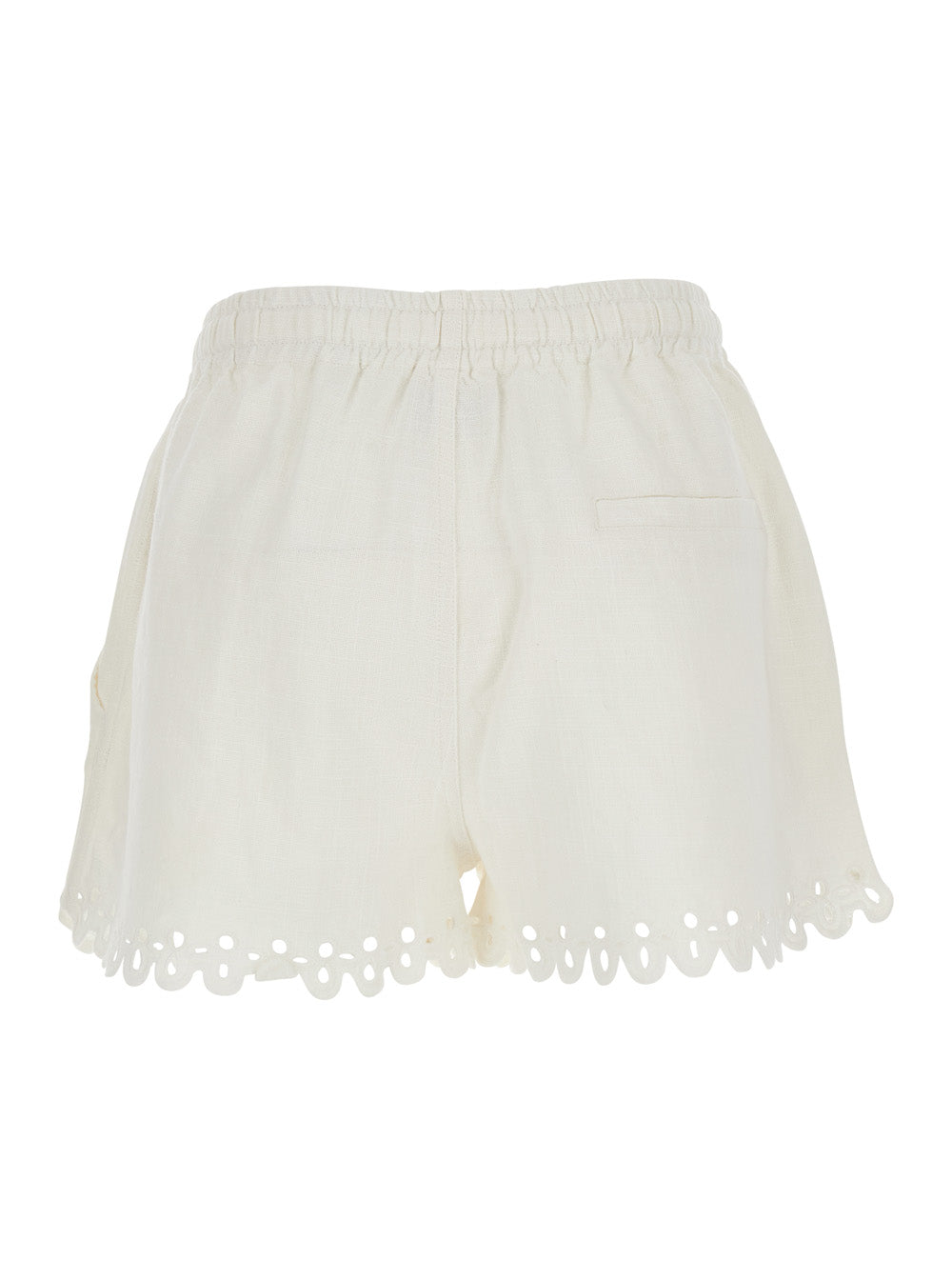 Isabel Marant Etoile Women Balyme White Shorts With Elastic Waist And Drawstring And Scalloped Hem In Cotton For Women