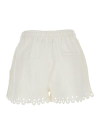 Isabel Marant Etoile Women Balyme White Shorts With Elastic Waist And Drawstring And Scalloped Hem In Cotton For Women