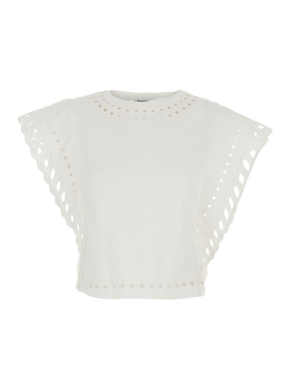 Isabel Marant Etoile Women Odyle' White Crew Neck Top With Cut-Out Details In Cotton For Women