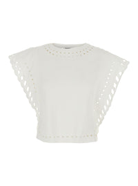 Isabel Marant Etoile Women Odyle' White Crew Neck Top With Cut-Out Details In Cotton For Women