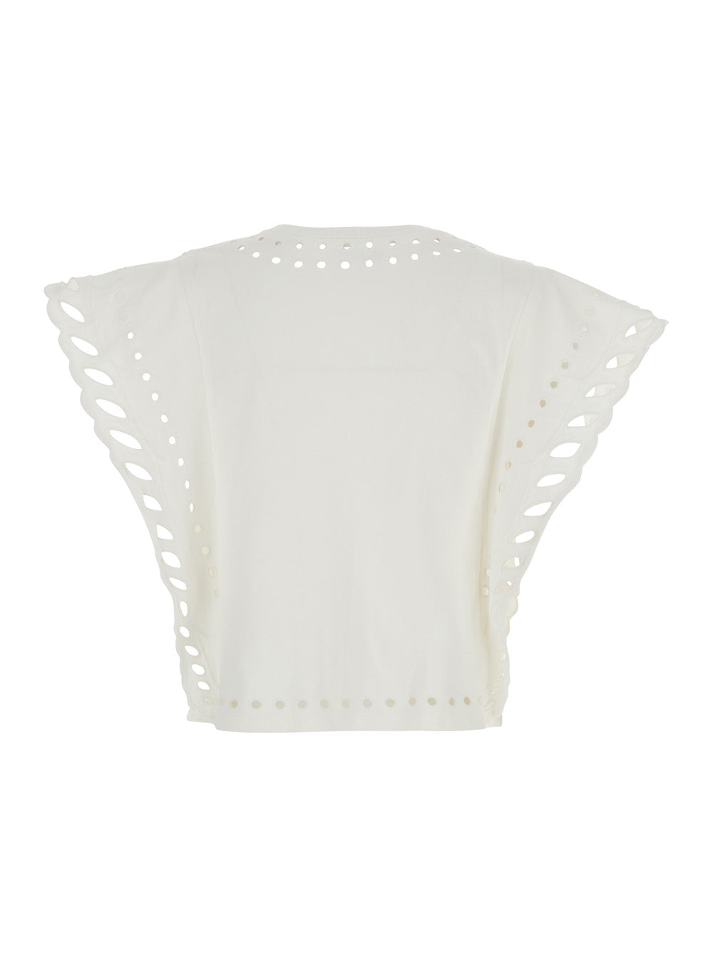 Isabel Marant Etoile Women Odyle' White Crew Neck Top With Cut-Out Details In Cotton For Women