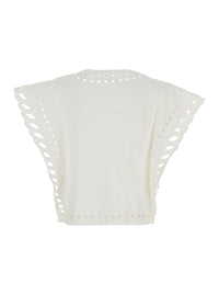 Isabel Marant Etoile Women Odyle' White Crew Neck Top With Cut-Out Details In Cotton For Women