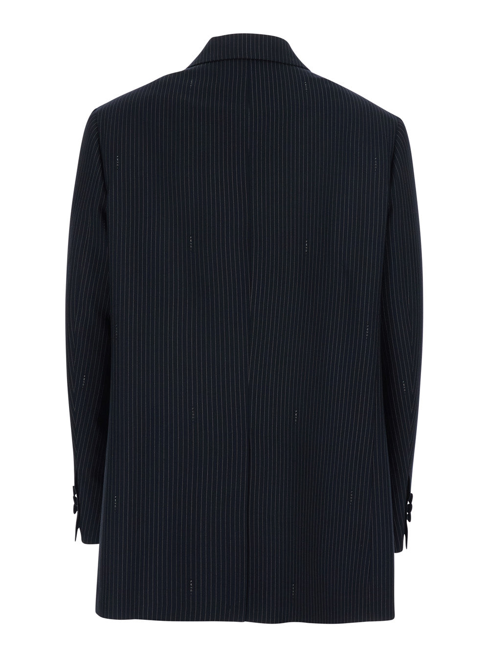 Fendi Women Blue Double-Breasted Jacket With Peak Revers And Pinstripe Motif In Wool Blend Women