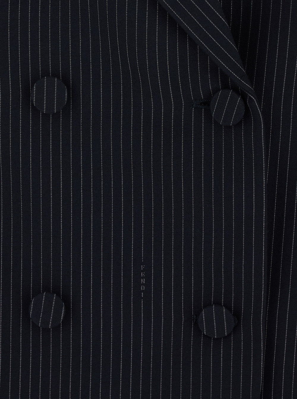 Fendi Women Blue Double-Breasted Jacket With Peak Revers And Pinstripe Motif In Wool Blend Women