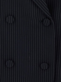 Fendi Women Blue Double-Breasted Jacket With Peak Revers And Pinstripe Motif In Wool Blend Women