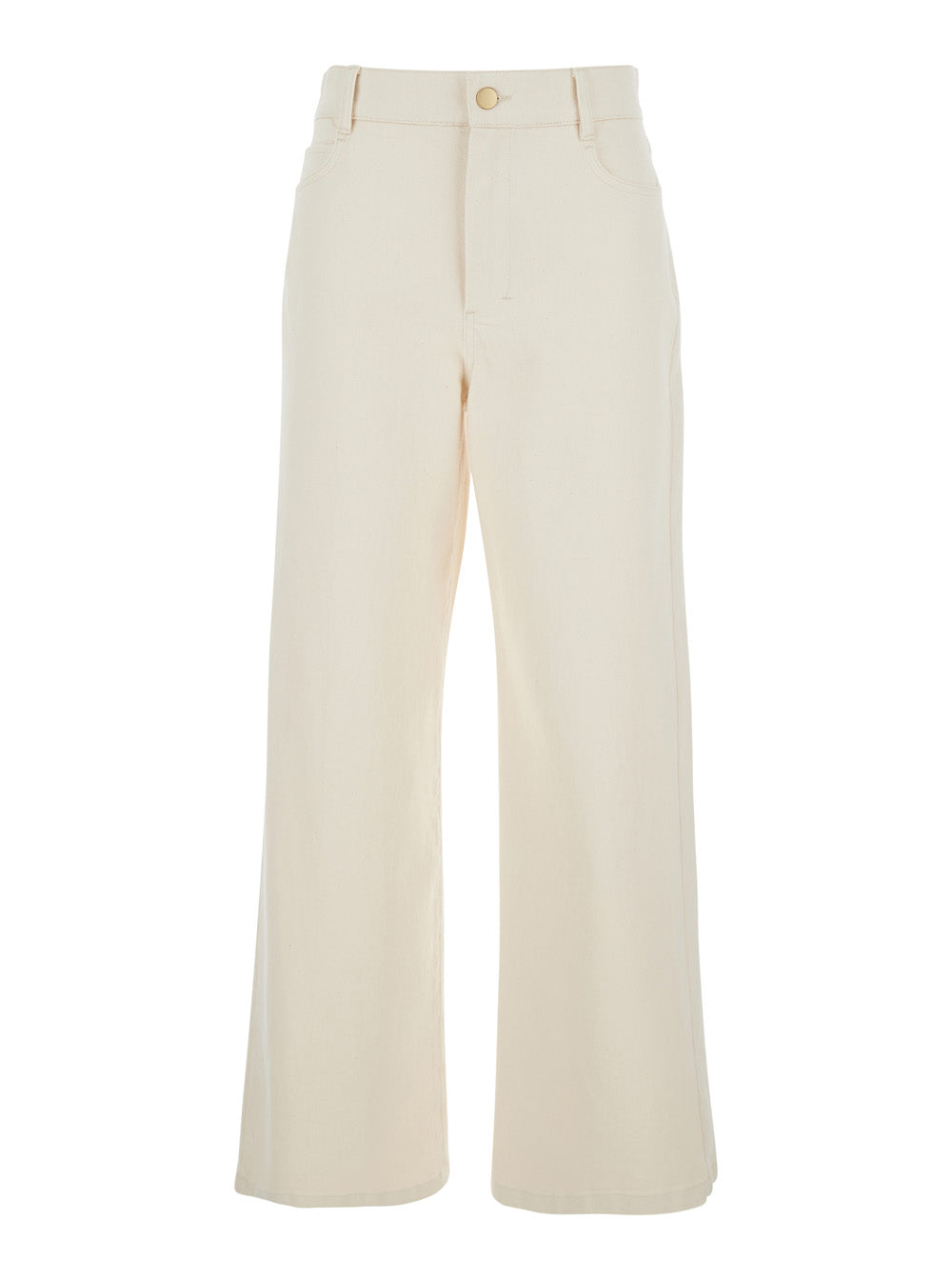 'S Maxmara Women 'Zarina' White Jeans With Belt Loops And Logo Patch On The Back In Denim For Women