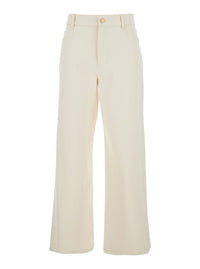 'S Maxmara Women 'Zarina' White Jeans With Belt Loops And Logo Patch On The Back In Denim For Women