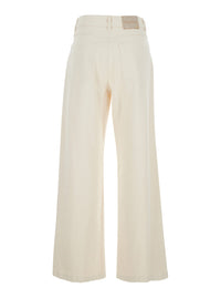 'S Maxmara Women 'Zarina' White Jeans With Belt Loops And Logo Patch On The Back In Denim For Women