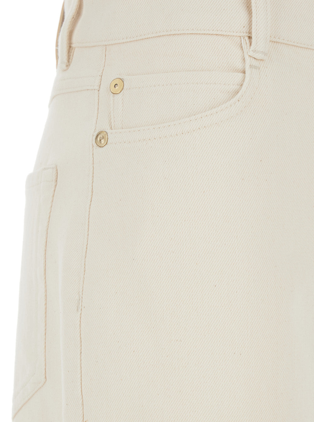 'S Maxmara Women 'Zarina' White Jeans With Belt Loops And Logo Patch On The Back In Denim For Women
