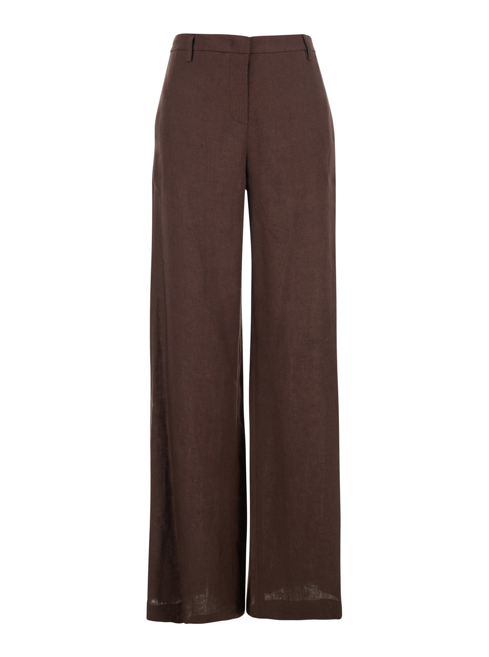 Leplain Women Brown Wide-Leg Linen Pants For Women