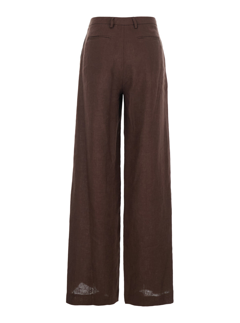 Leplain Women Brown Wide-Leg Linen Pants For Women