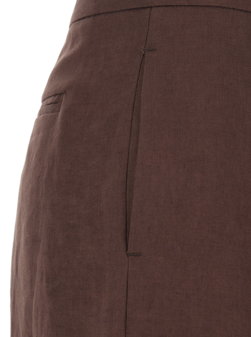 Leplain Women Brown Wide-Leg Linen Pants For Women