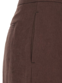 Leplain Women Brown Wide-Leg Linen Pants For Women