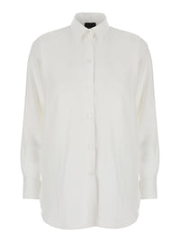 Leplain Women White Shirt With Classic Collar And Long Sleeves