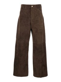 'S Maxmara Women 'Fulmine' Brown Pants With Logo Patch On The Rear In Suede Woman