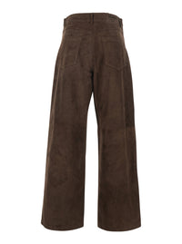'S Maxmara Women 'Fulmine' Brown Pants With Logo Patch On The Rear In Suede Woman