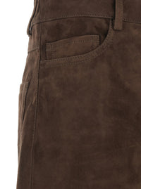 'S Maxmara Women 'Fulmine' Brown Pants With Logo Patch On The Rear In Suede Woman