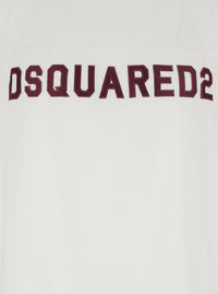 Dsquared2 Men White Crew Neck T-Shirt With Logo Lettering On The Front In Cotton For Men