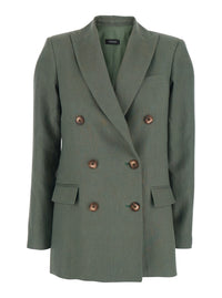 Leplain Women Double-Breasted Jacket With Peak Revers In Green For Women