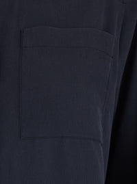 Max Mara Women Blue Silk Lon-Sleeved Shirt With Applied Pocket In Silk For Women