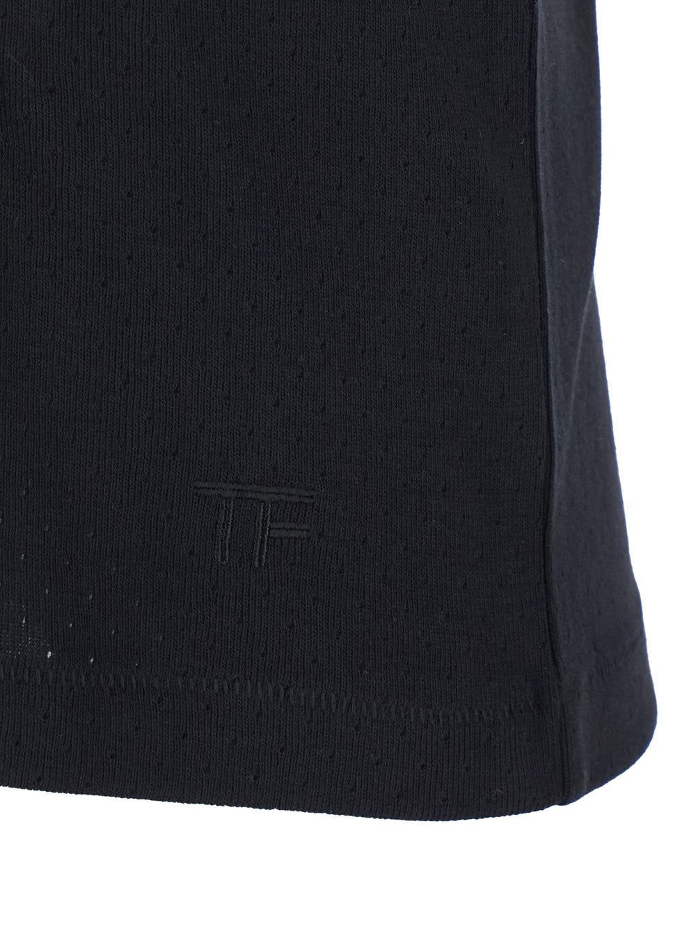 Tom Ford Men Black T-Shirt With Logo Embroidery On The Front And Perforated Design In Cotton Man