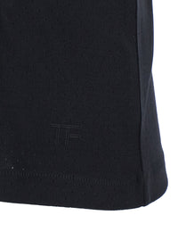 Tom Ford Men Black T-Shirt With Logo Embroidery On The Front And Perforated Design In Cotton Man