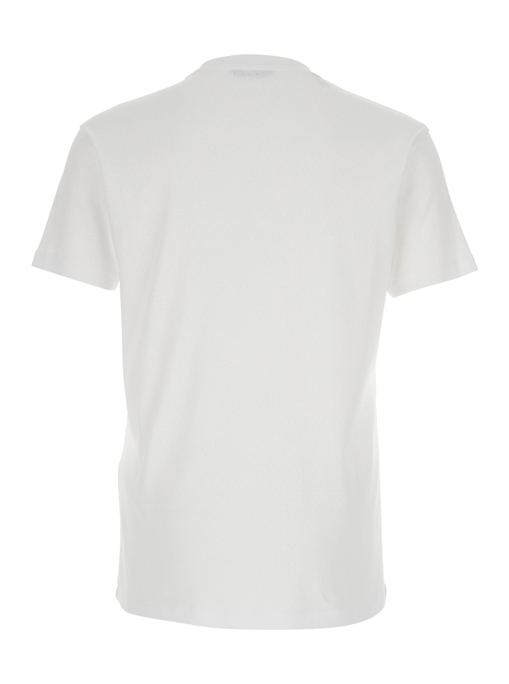 Tom Ford Men White Crew Neck T-Shirt With Logo Embroidery On The Front And Perforated Design In Cotton For Men