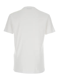Tom Ford Men White Crew Neck T-Shirt With Logo Embroidery On The Front And Perforated Design In Cotton For Men
