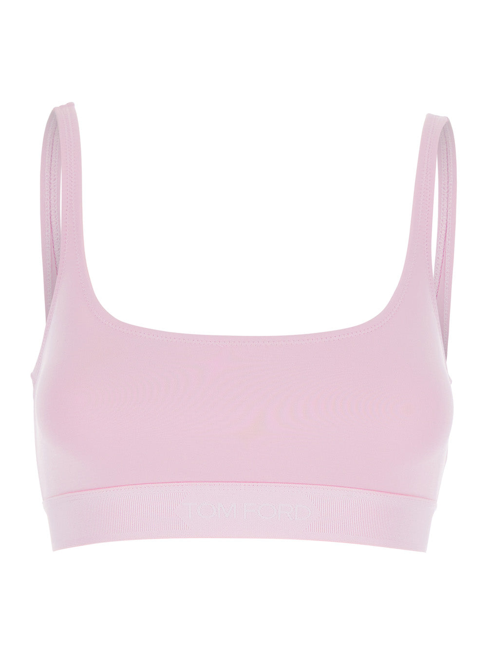 Tom Ford Women Pink Top Bralette With Wide Neckline And Logo Lettering On The Front In Modal Stretch Women